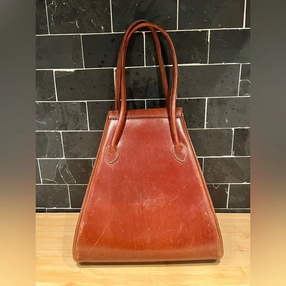 Vintage Brown Leather Bohemian Satchel Purse Bag Tote Western - Picture 3 of 12